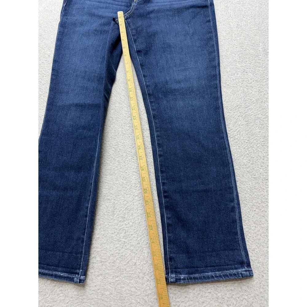 Paige Brigitte Straight Jeans Womens 27 Blue Dark Wash‎ Mid Rise Distressed